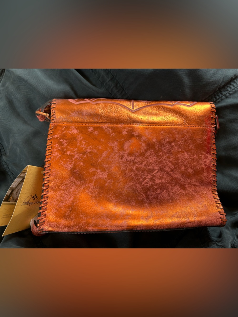 Patricia Nash Gorgeous Metallic Copper Tooled Burnished Leather Crossbody NWT - Picture 7 of 9
